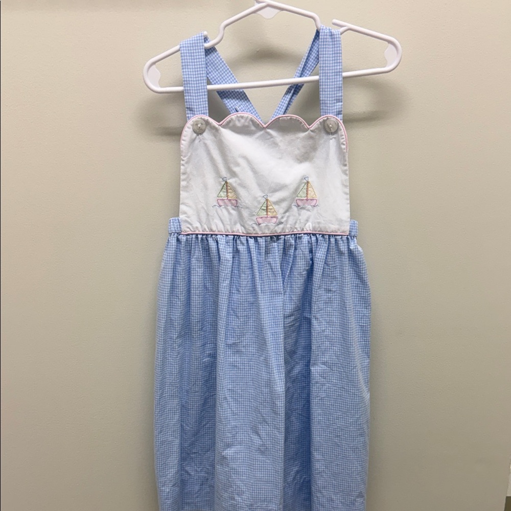 Adorable Gingham Dress with Sailboat Design